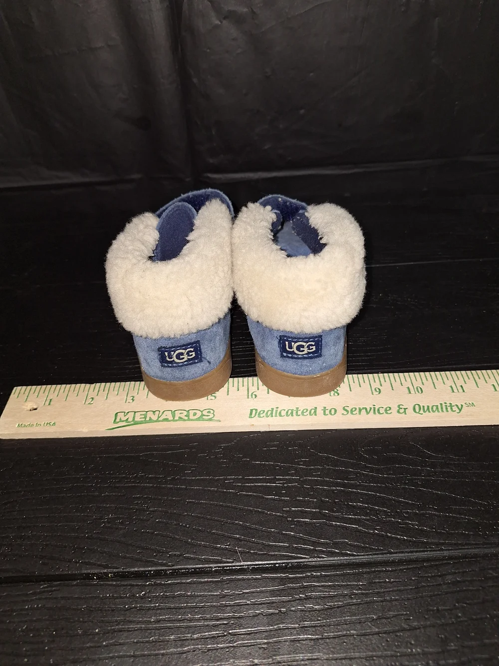 UGG Kids Blue Suede Shearling-Lined Boots Sz. 10